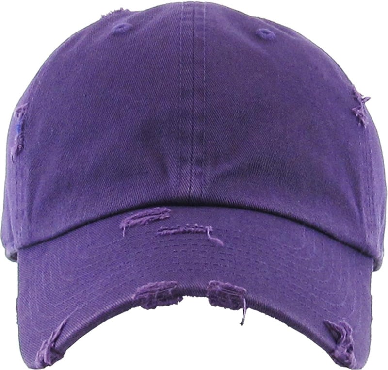 KBETHOS KBE-VINTAGE PUR Vintage Washed Cotton Baseball Cap, Purple - Image 2